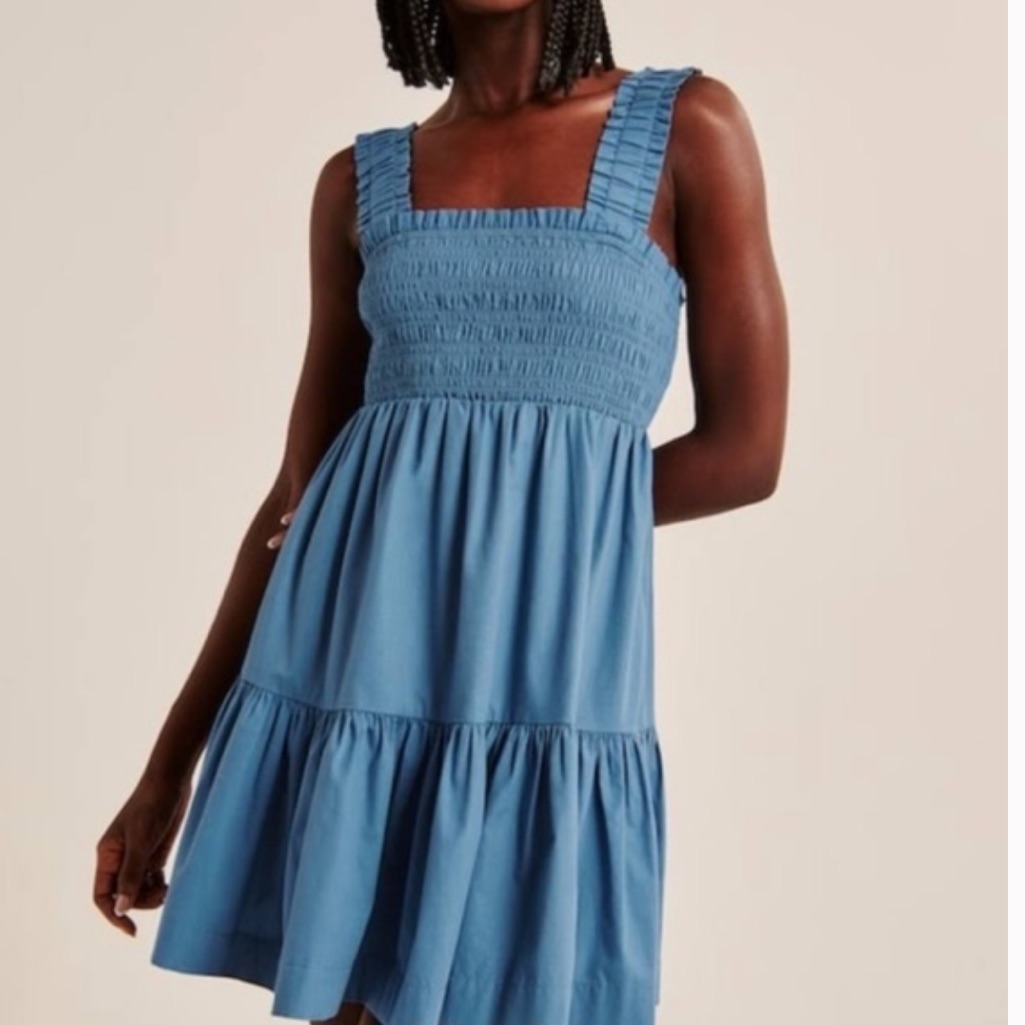 Abercrombie & Fitch Blue Smocked Mini Dress